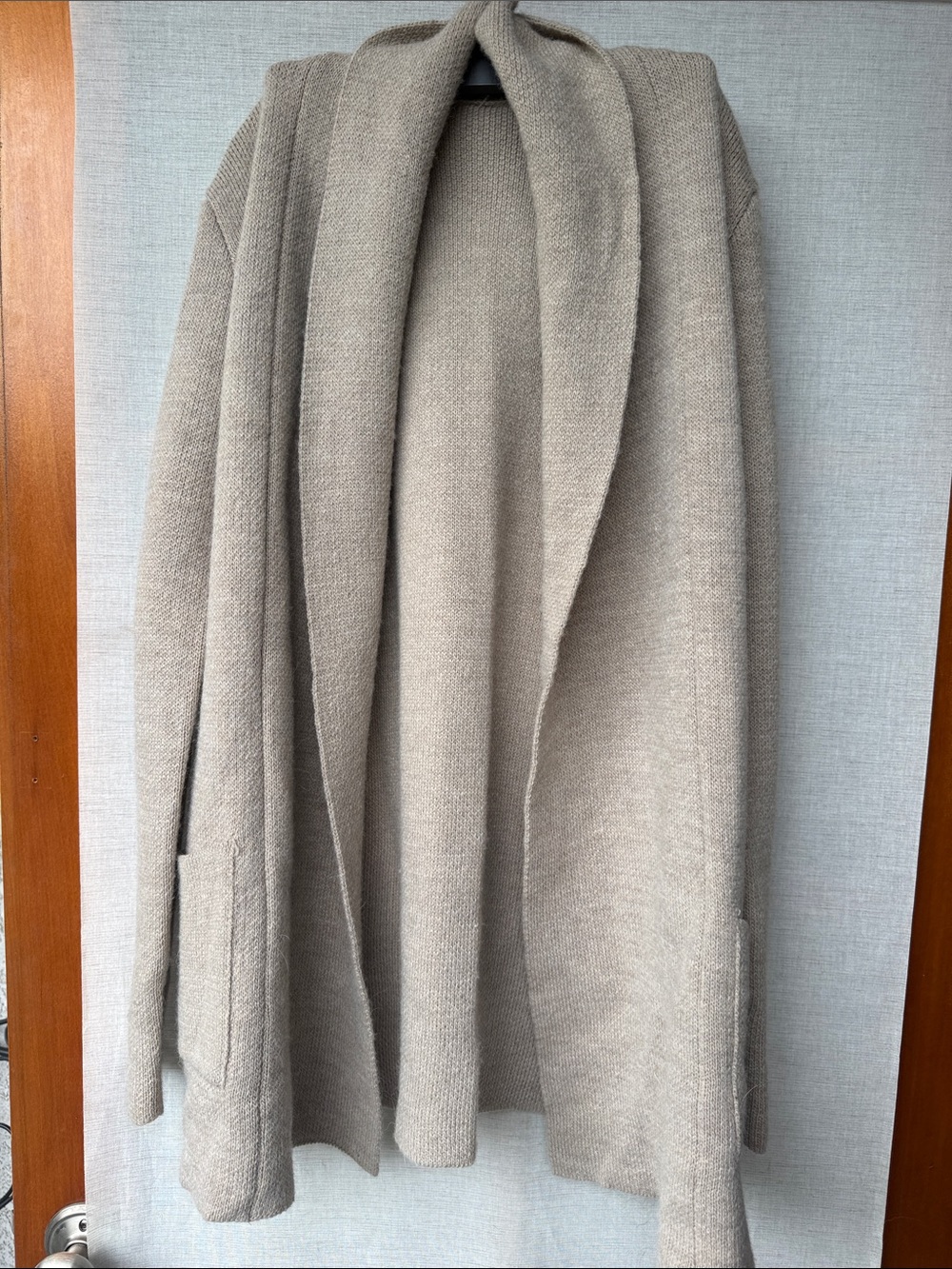 Brandy Melville Taupe Open-Front Shawl Collar Cardigan